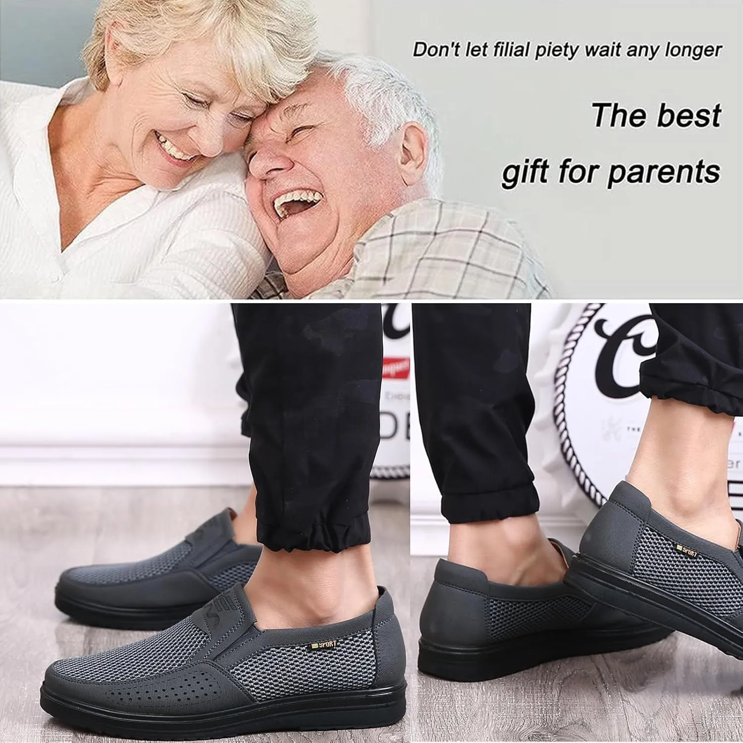 Men's Casual Slip-on Loafers Boat Shoes Lightweight Comfortable Wide Width Soft Sole Walking Shoes Mesh Dad Hiking Shoes Soft Sneakers