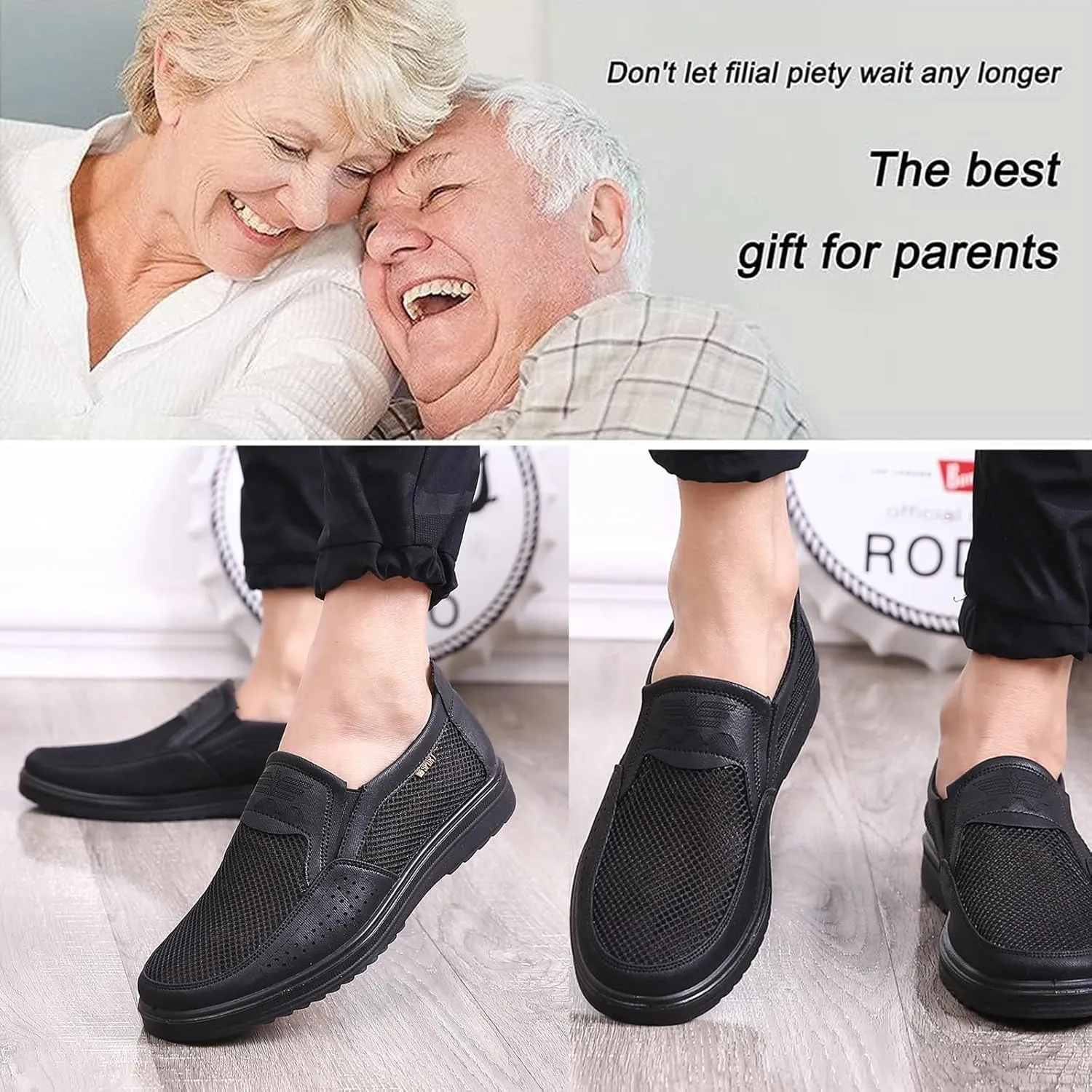 Men's Casual Slip-on Loafers Boat Shoes Lightweight Comfortable Wide Width Soft Sole Walking Shoes Mesh Dad Hiking Shoes Soft Sneakers