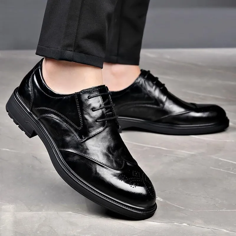 Men's Casual Wedding Faux Patent Leather Derby Shoes Mens Fashion Pointed Toe Lace Up Business Tuxedo Shoes