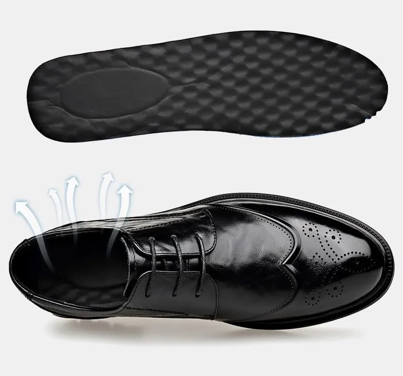 Men's Casual Wedding Faux Patent Leather Derby Shoes Mens Fashion Pointed Toe Lace Up Business Tuxedo Shoes