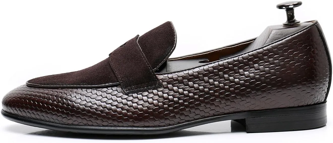 Mens Causal Dress Shoes Slip On Penny Loafers Genunie Leather Fashion Modern Mocasines Prom Wedding Business Suit Shoes Tuxedo Shoes for Men