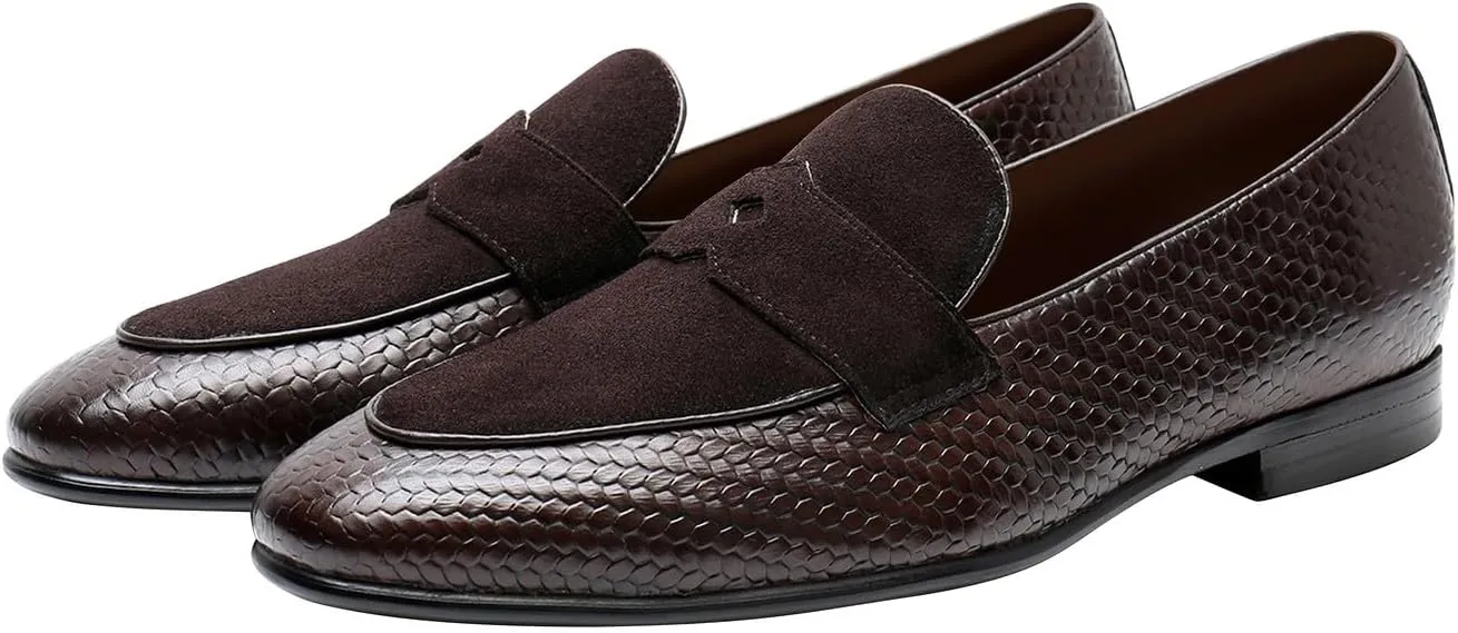Mens Causal Dress Shoes Slip On Penny Loafers Genunie Leather Fashion Modern Mocasines Prom Wedding Business Suit Shoes Tuxedo Shoes for Men