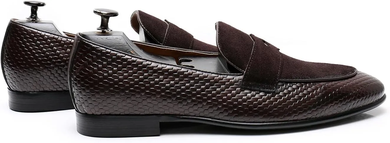 Mens Causal Dress Shoes Slip On Penny Loafers Genunie Leather Fashion Modern Mocasines Prom Wedding Business Suit Shoes Tuxedo Shoes for Men