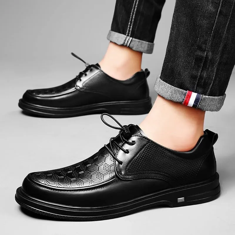 Men's Classic Formal Dress Shoes Mens Breathable Patent Leather Dress Shoes Modern Printed Wedding Office Work Derby Shoes(8)