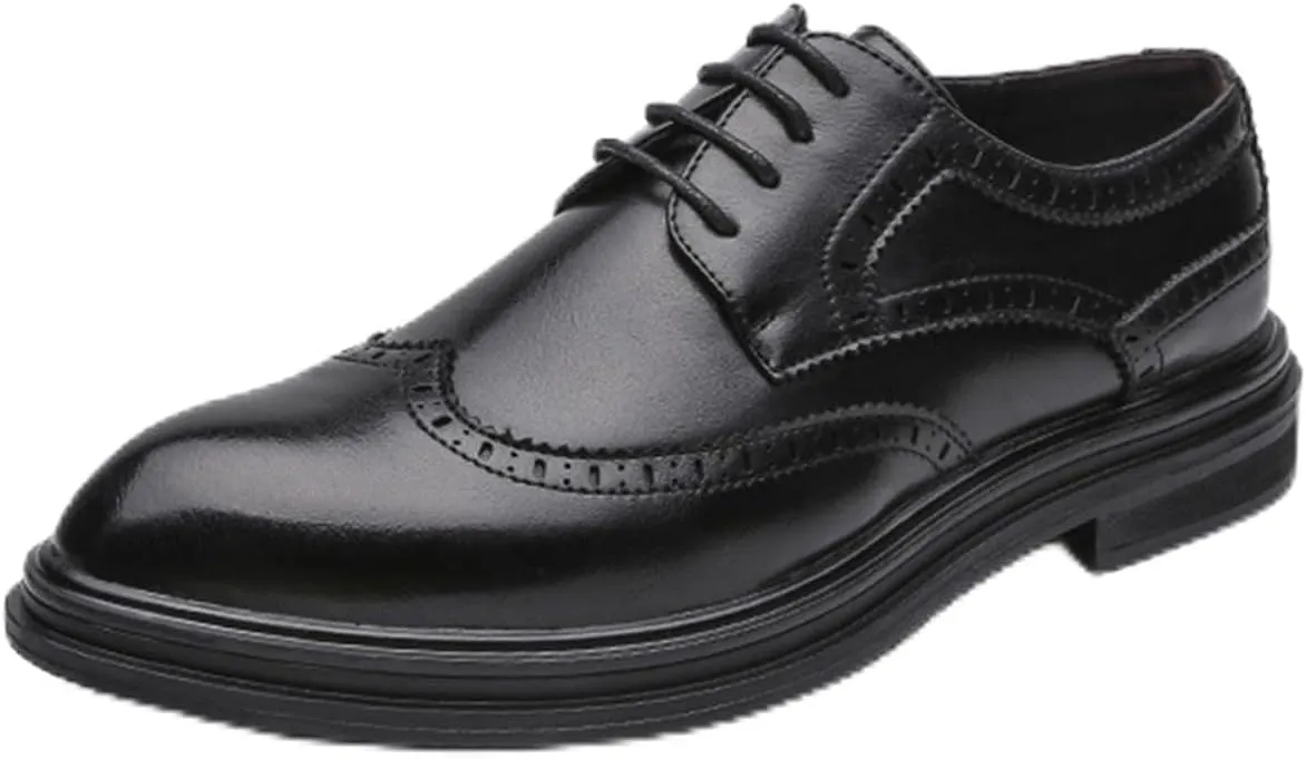 Mens Classic Lace up Dress Shoes Stylish Brogues Formal Oxford Business Shoes for Men