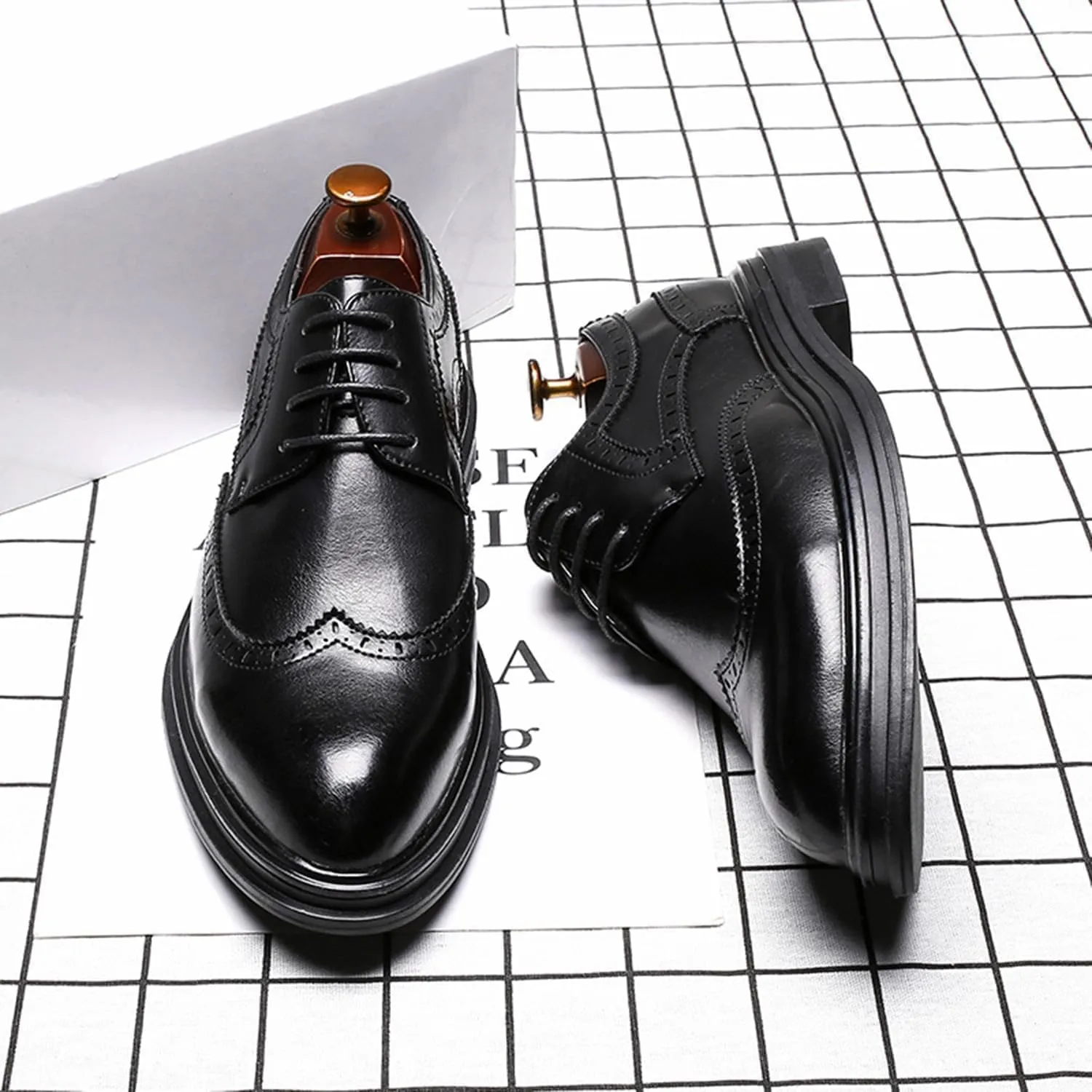 Mens Classic Lace up Dress Shoes Stylish Brogues Formal Oxford Business Shoes for Men