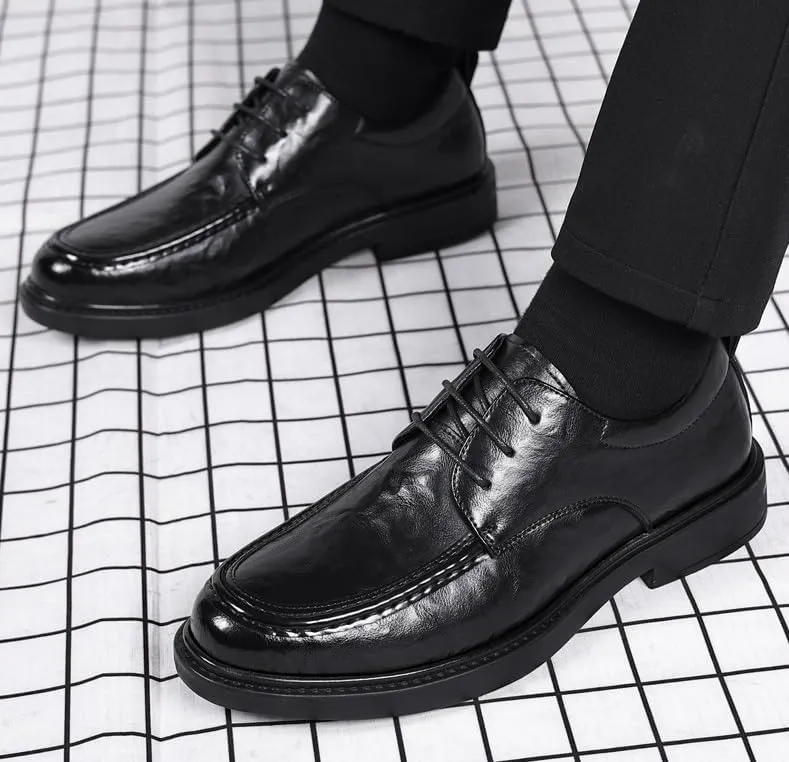 Men's Classic Oxfords Shoes Men Casual Wedding Faux Patent Derby Shoes Casual Business Derby Shoes