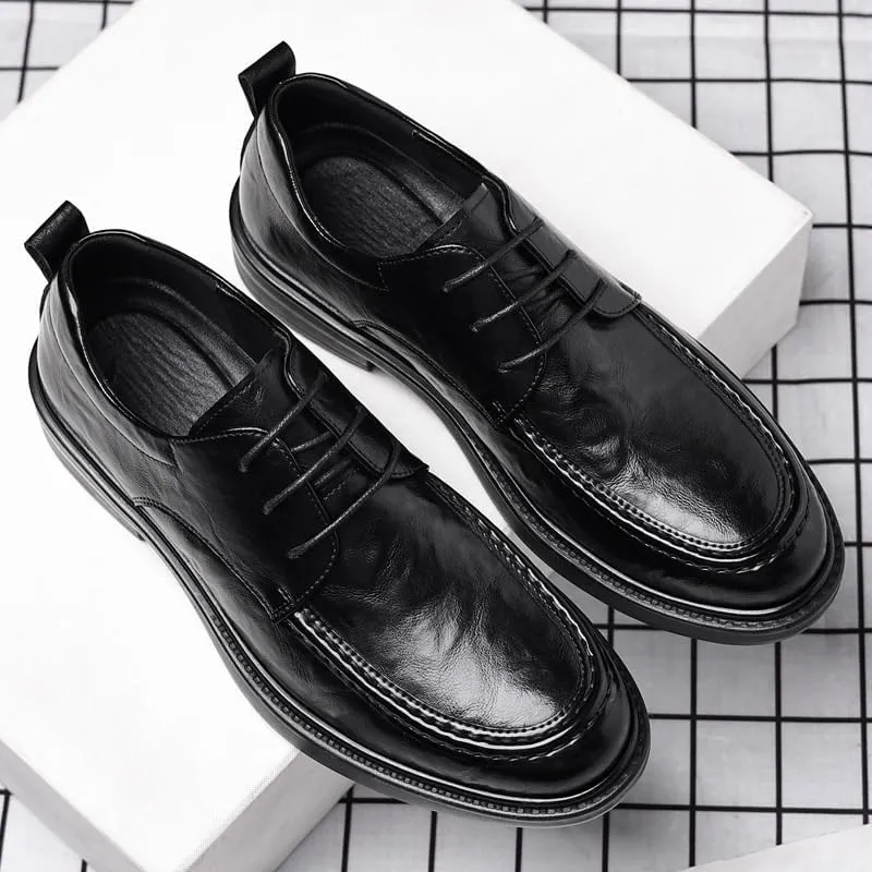 Men's Classic Oxfords Shoes Men Casual Wedding Faux Patent Derby Shoes Casual Business Derby Shoes