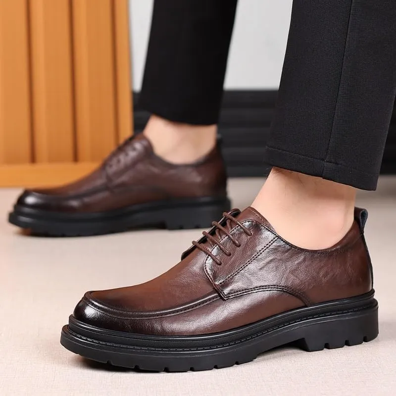 Mens Derby Shoes Genuine Leather Lightweight Modern Leather Business Casual Scale Pattern Comfort Formal Shoes Office Working Leather Derby Shoes(7.5)