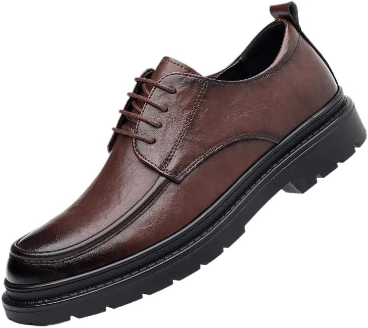 Mens Derby Shoes Genuine Leather Lightweight Modern Leather Business Casual Scale Pattern Comfort Formal Shoes Office Working Leather Derby Shoes(7.5)