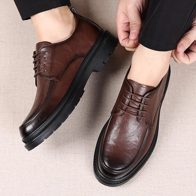Mens Derby Shoes Genuine Leather Lightweight Modern Leather Business Casual Scale Pattern Comfort Formal Shoes Office Working Leather Derby Shoes(7.5)