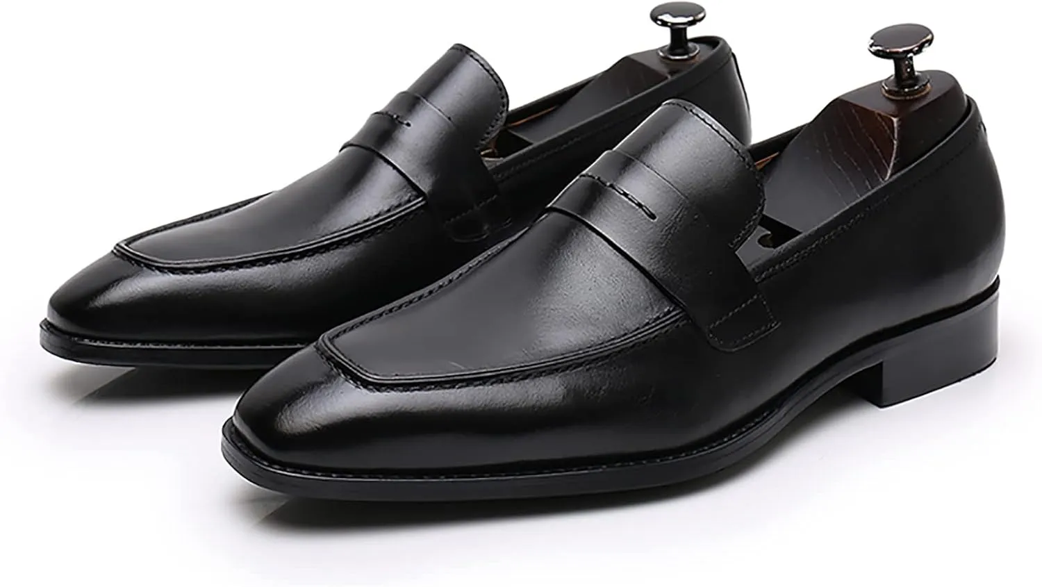 Men's Dress Leather Shoes Formal Oxford Shoes for Men Round Toe Casual Business Leather Shoes Comfortable Wedding Shoes Slip On Leather Driving Shoes,Black,7US/39EU