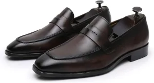 Men's Dress Leather Shoes Formal Oxford Shoes for Men Round Toe Casual Business Leather Shoes Comfortable Wedding Shoes Slip On Leather Driving Shoes,Brown,6.5US/38EU