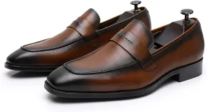 Men's Dress Leather Shoes Formal Oxford Shoes for Men Round Toe Casual Business Leather Shoes Comfortable Wedding Shoes Slip On Leather Driving Shoes,Yellow,7.5US/40EU