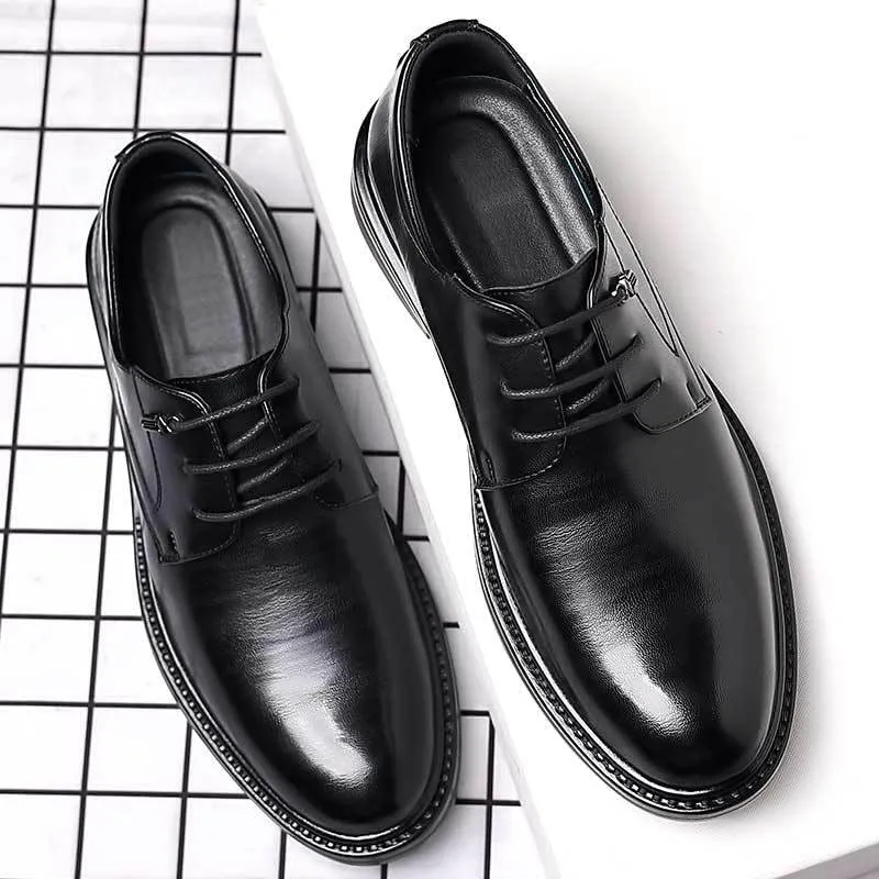 Men’s Dress Shoes Business Formal Leather Oxfords Comfortable Lace-Up Tuxedo Shoes