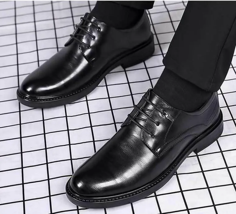 Men’s Dress Shoes Business Formal Leather Oxfords Comfortable Lace-Up Tuxedo Shoes