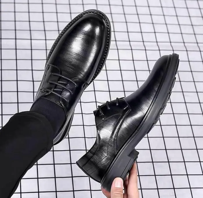 Men’s Dress Shoes Business Formal Leather Oxfords Comfortable Lace-Up Tuxedo Shoes