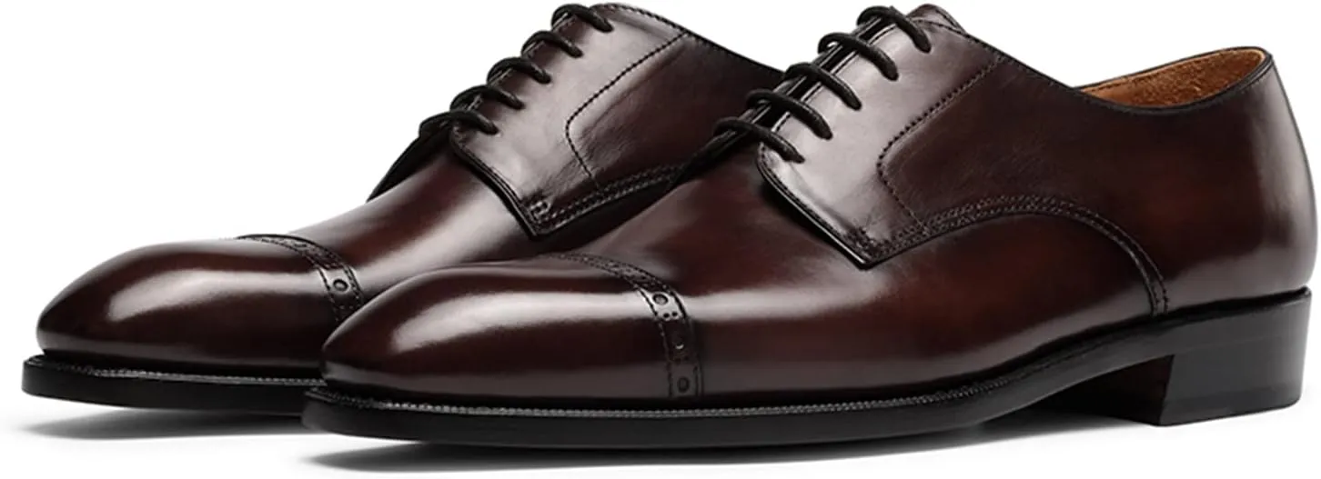 Mens Dress Shoes Derby Quarter Brogues Carved Calf Leather for Business,Casual