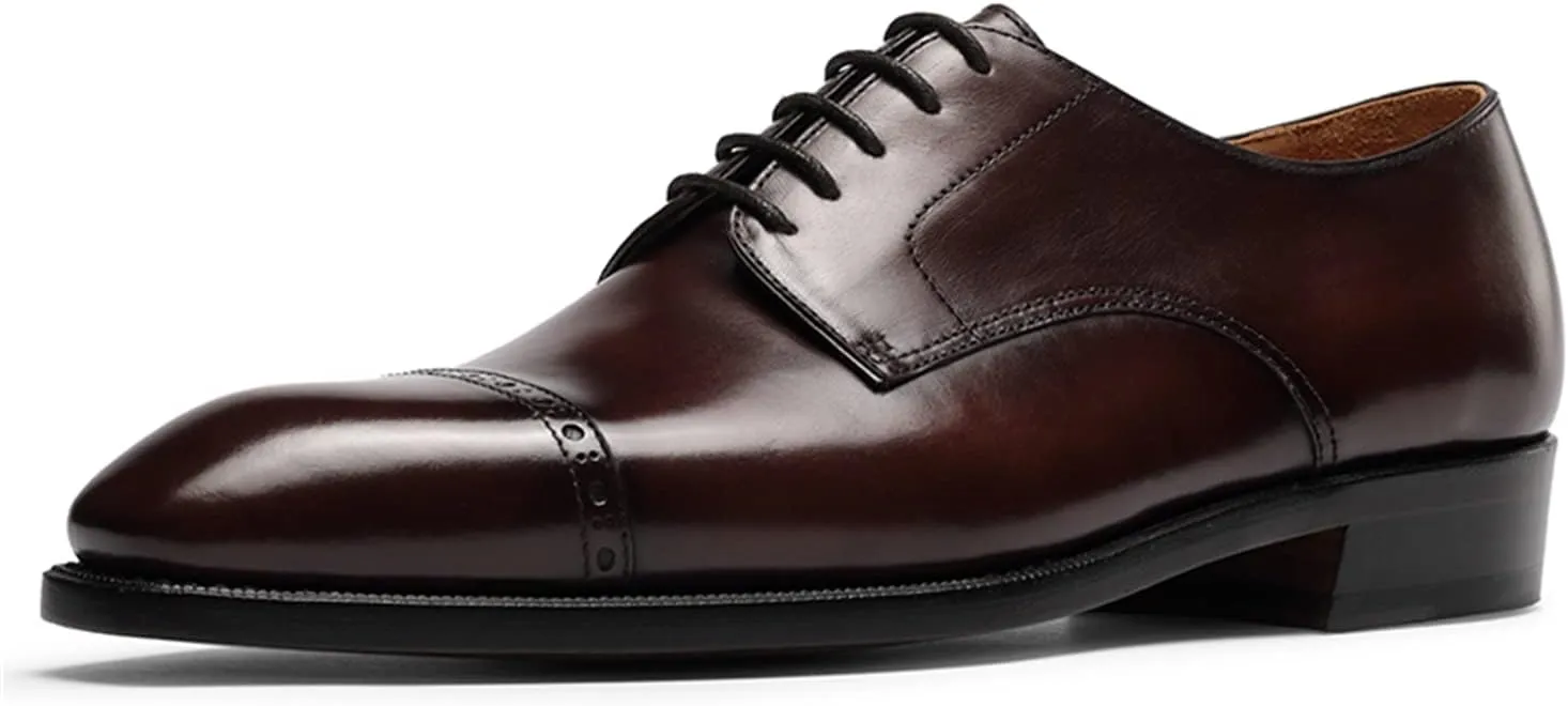 Mens Dress Shoes Derby Quarter Brogues Carved Calf Leather for Business,Casual