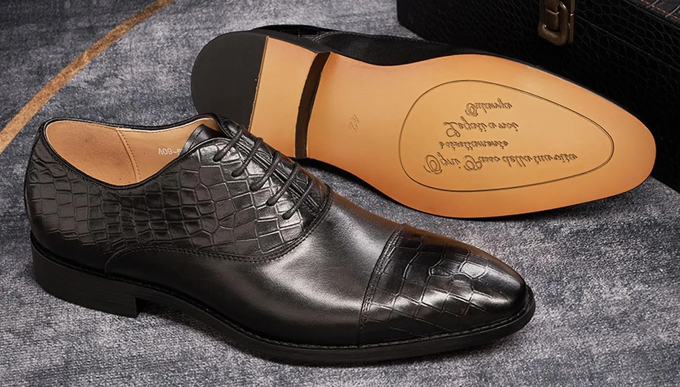 Mens Dress Shoes Formal Oxfords Genuine Leather Pointed Derby Fashion Prom Wedding Business Casual Suit Shoes Comfortable Tuxedo Shoes for Men