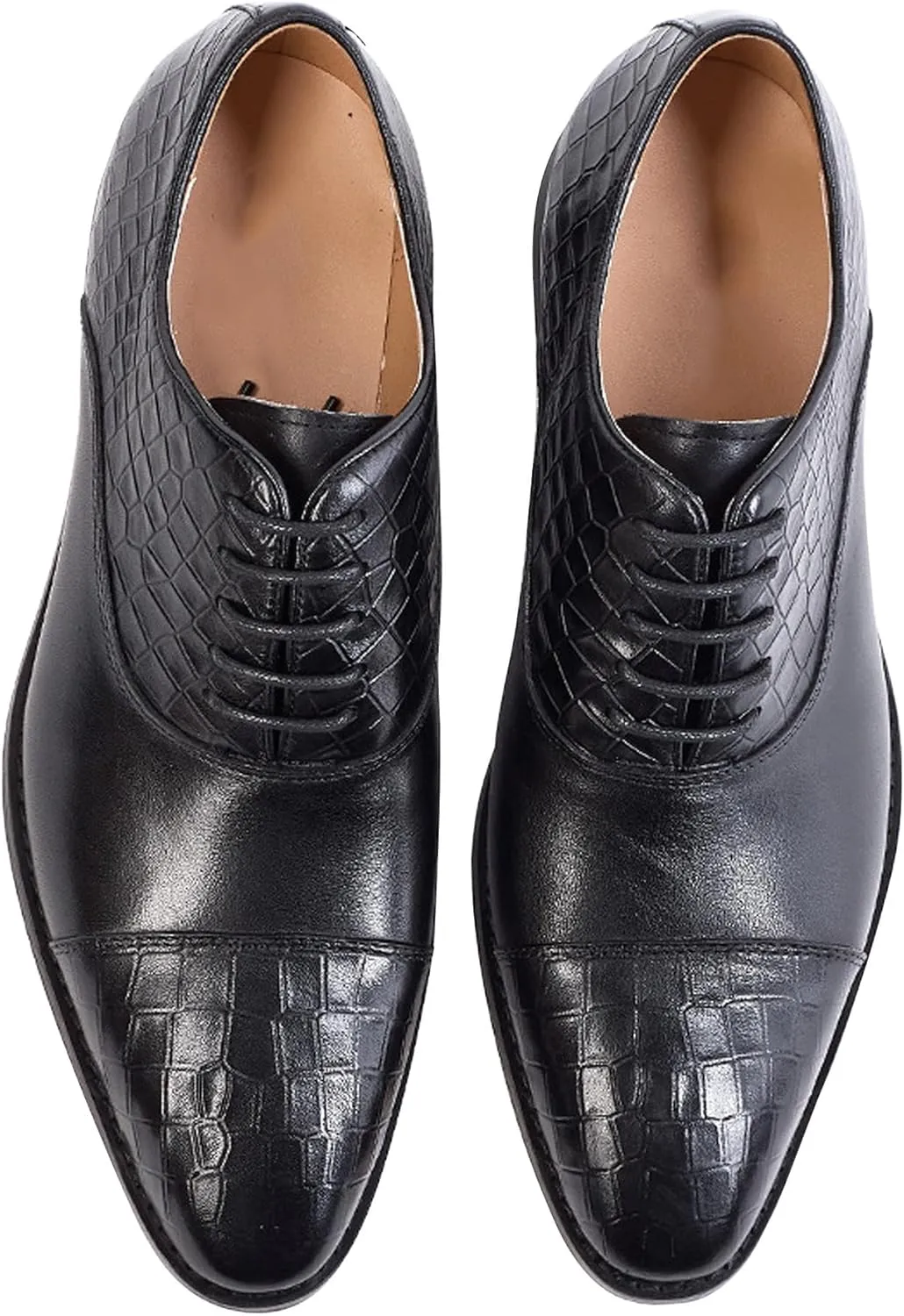 Mens Dress Shoes Formal Oxfords Genuine Leather Pointed Derby Fashion Prom Wedding Business Casual Suit Shoes Comfortable Tuxedo Shoes for Men
