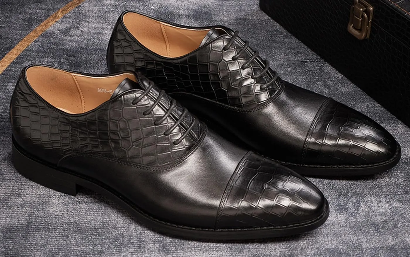 Mens Dress Shoes Formal Oxfords Genuine Leather Pointed Derby Fashion Prom Wedding Business Casual Suit Shoes Comfortable Tuxedo Shoes for Men