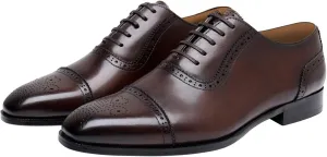 Mens Dress Shoes Formal Oxfords Genunie Leather Modern Cap Toe Brogues Oxford Fashion Prom Wedding Derby Business Casual Suit Shoes Tuxedo Shoes for Men