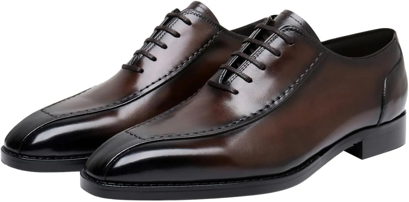 Mens Dress Shoes Formal Oxfords Genunie Leather Modern Plain Toe Oxford Fashion Prom Wedding Derby Business Casual Suit Shoes Tuxedo Shoes for Men