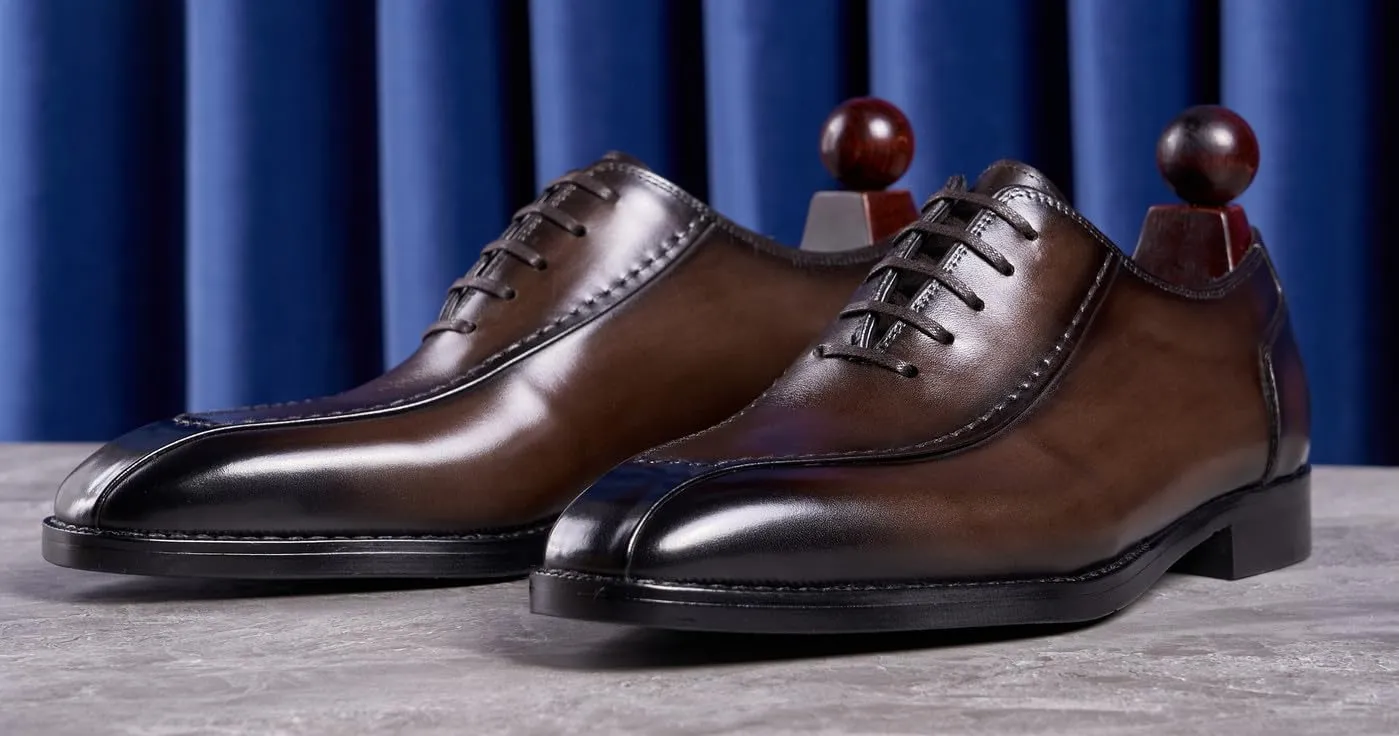 Mens Dress Shoes Formal Oxfords Genunie Leather Modern Plain Toe Oxford Fashion Prom Wedding Derby Business Casual Suit Shoes Tuxedo Shoes for Men