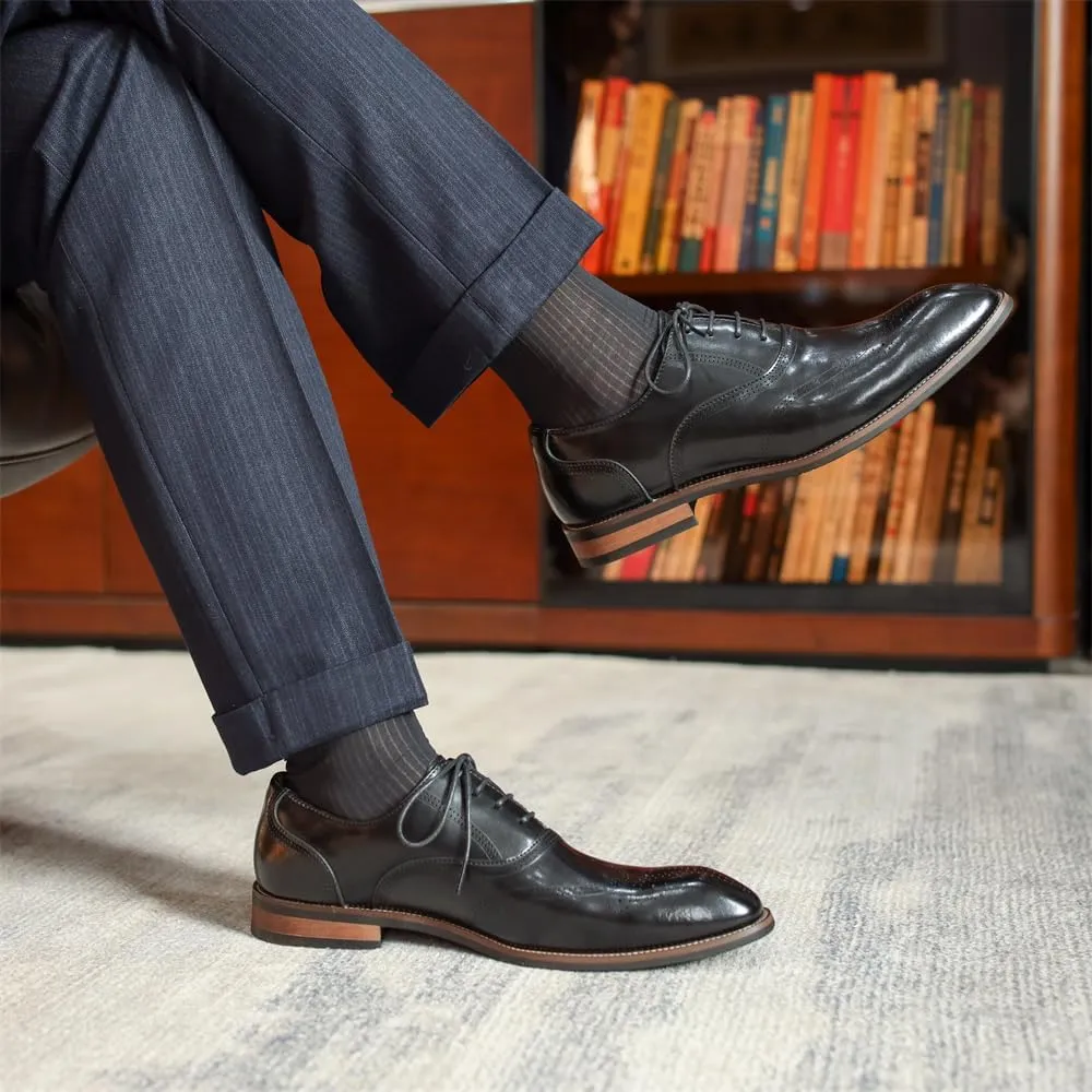 Men's Dress Shoes Leather Formal Business Oxford Derby Shoes Brogue Wingtip Retro Dress Shoes