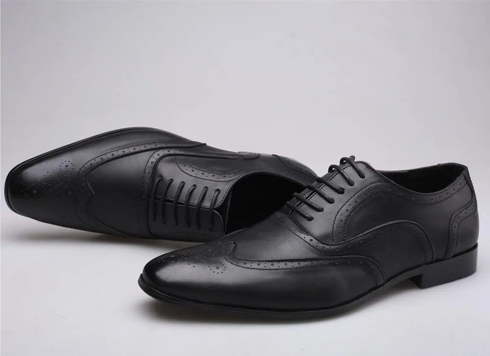 Men's Dress Shoes Wide Width Brogue Solid Business Fashion Summer Style Shoes Leather Men's Leisure Breathable Men's Leather Shoes Leather Dress Shoes