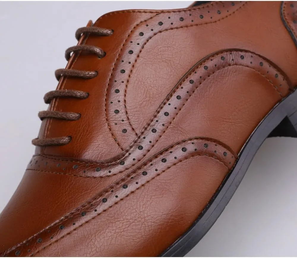 Men's Dress Shoes Wide Width Brogue Solid Business Fashion Summer Style Shoes Leather Men's Leisure Breathable Men's Leather Shoes Leather Dress Shoes