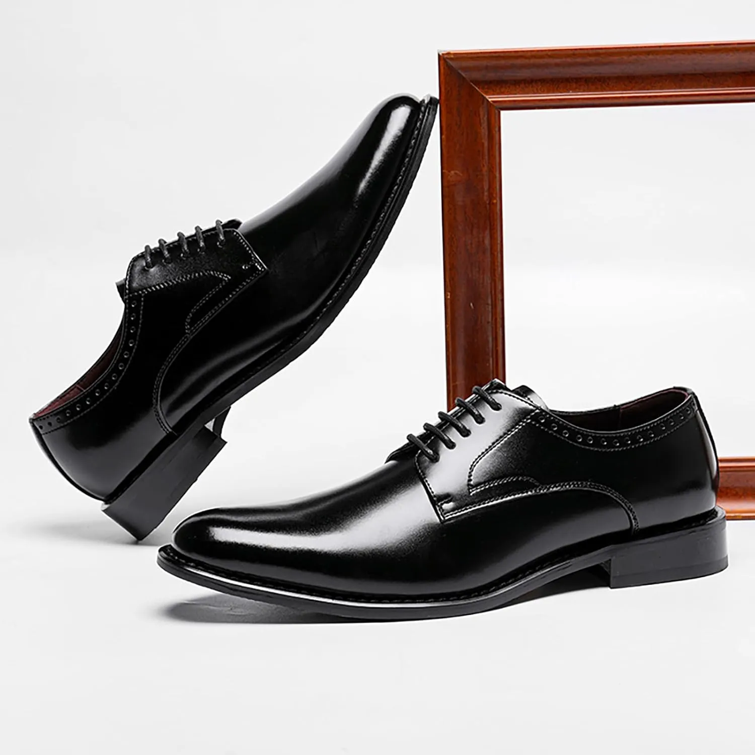 Men's Dress Tuxedo Leather Shoes Classic Patent Lace-Up Formal Oxford