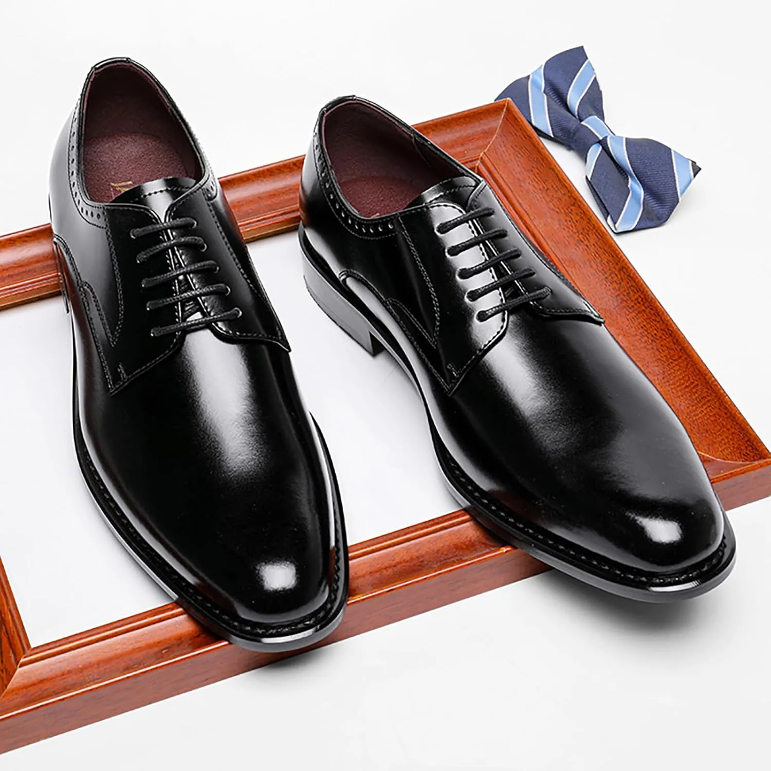 Men's Dress Tuxedo Leather Shoes Classic Patent Lace-Up Formal Oxford