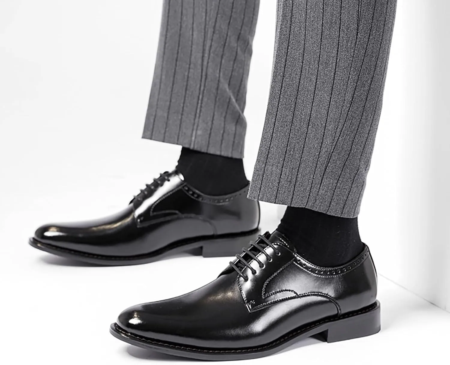 Men's Dress Tuxedo Leather Shoes Classic Patent Lace-Up Formal Oxford