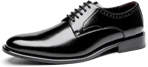 Men's Dress Tuxedo Leather Shoes Classic Patent Lace-Up Formal Oxford