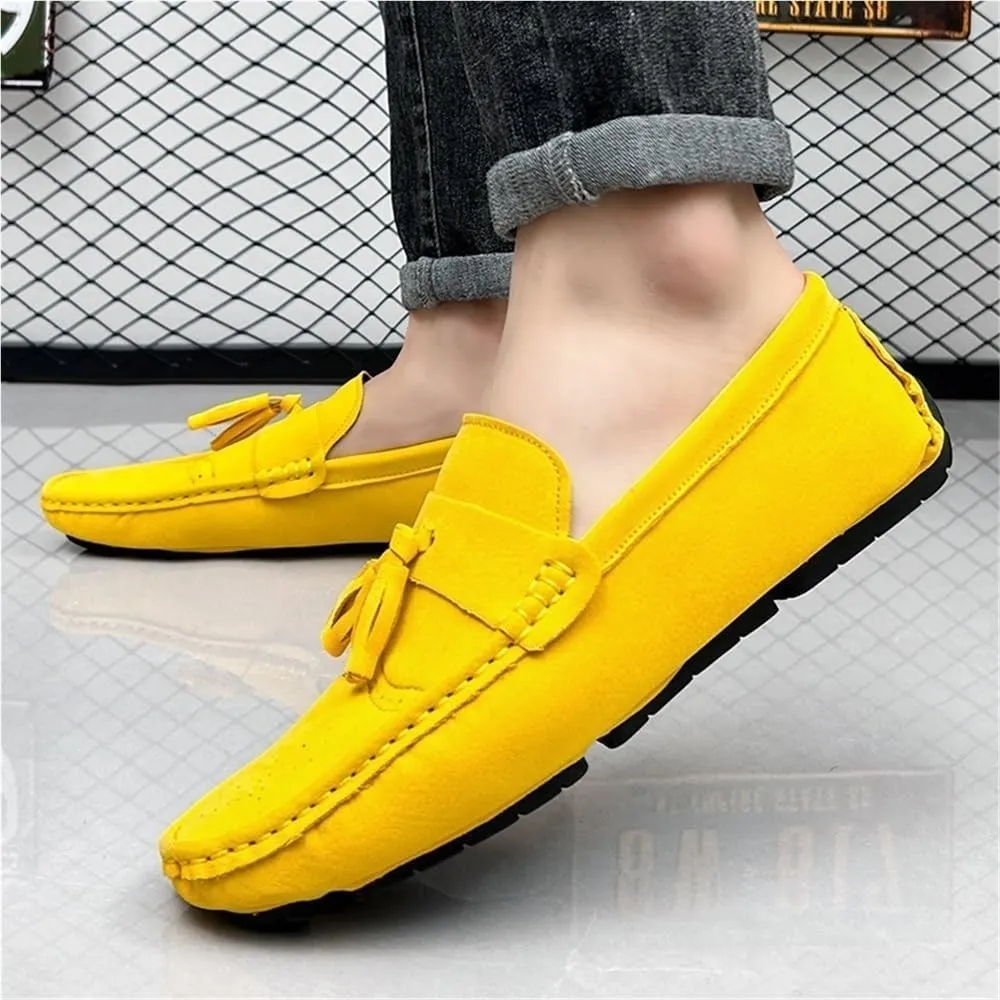 Mens Driving Loafers Pu Leather Moccasins Shoe Outdoor Solid Color Round Toe Slip-on