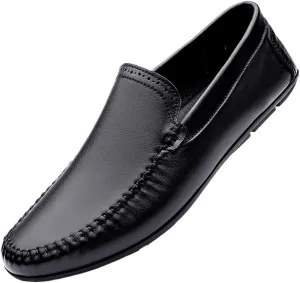 Men's Driving Loafers PU Leather Prom Fashion Solid Color Round Toe Casual Slip Resistant Dress Slip-on