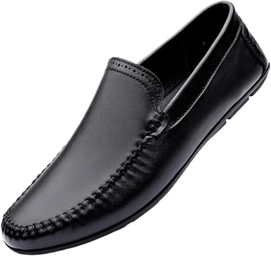 Men's Driving Loafers PU Leather Prom Fashion Solid Color Round Toe Casual Slip Resistant Dress Slip-on