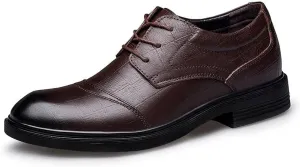 Men's Faux Patent Leather Brogue Oxfords Shoes Classic Lace-up Formal Tuxedo Dress Shoes for Men