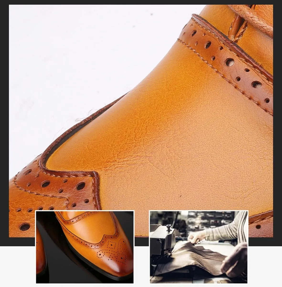 Men's Flat Dress Oxfords Formal Business Brogue Shoes Tuxedo Suit Lace Up Shoes for Men
