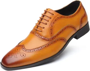 Men's Flat Dress Oxfords Formal Business Brogue Shoes Tuxedo Suit Lace Up Shoes for Men