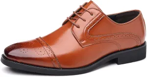 Men's Formal Shoes Lace Up Oxfords Non-Slip Brogues Derbys Comfortable Business Wedding Shoes