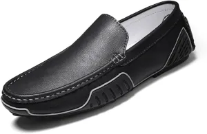 Men's Genuine Leather Loafers Fashion Slip on Casual Shoes Men's Comfort Soft Leather Driving Shoes