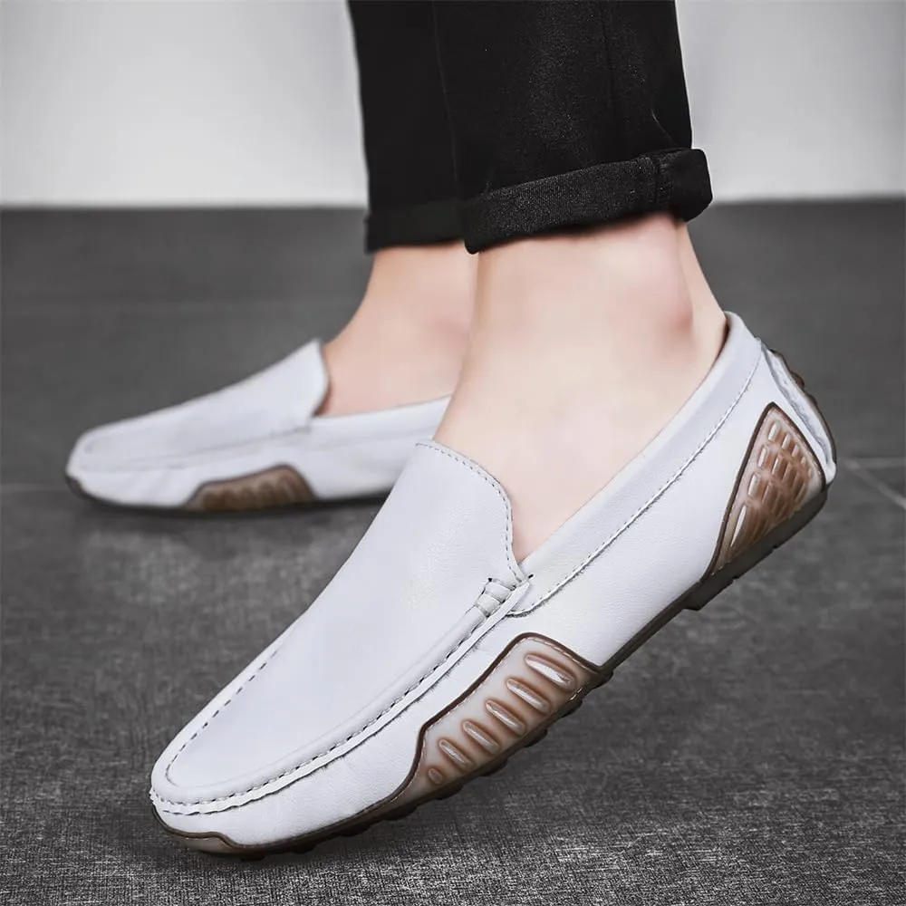 Men's Genuine Leather Loafers Fashion Slip on Casual Shoes Men's Comfort Soft Leather Driving Shoes