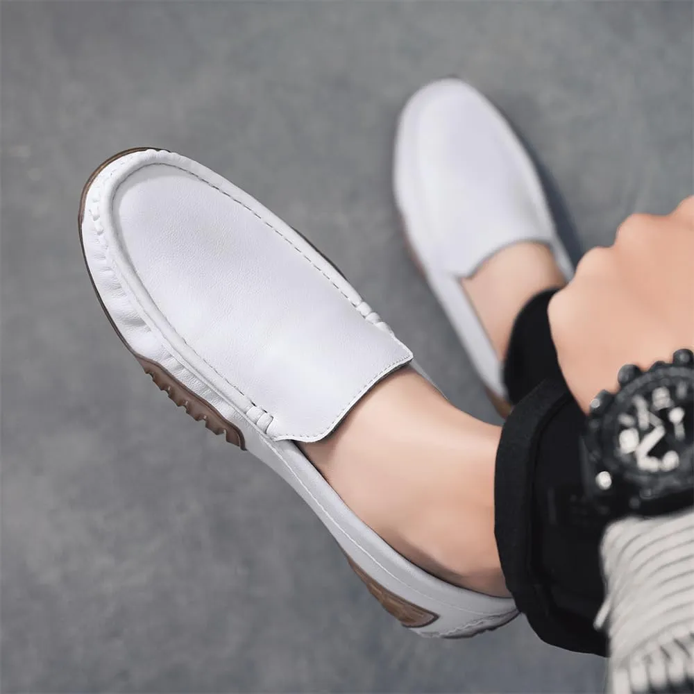 Men's Genuine Leather Loafers Fashion Slip on Casual Shoes Men's Comfort Soft Leather Driving Shoes