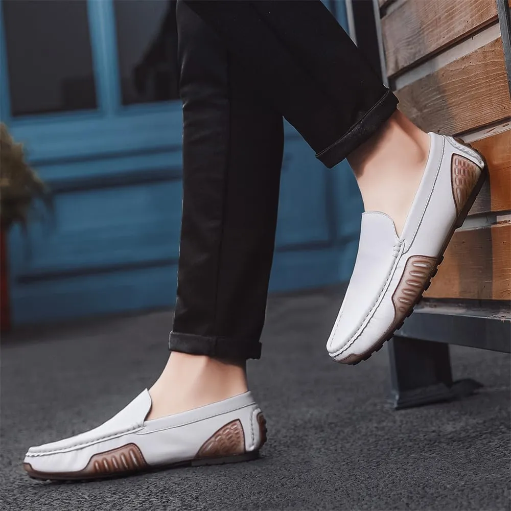Men's Genuine Leather Loafers Fashion Slip on Casual Shoes Men's Comfort Soft Leather Driving Shoes