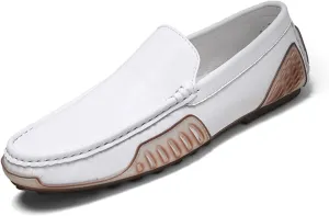 Men's Genuine Leather Loafers Fashion Slip on Casual Shoes Men's Comfort Soft Leather Driving Shoes