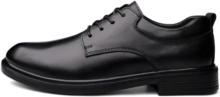 Men's Genuine Leather Oxford Dress Shoes, Business Formal Office Wedding, Lace-Up, Black,Plus Big Size