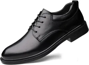 Men's Genuine Leather Oxford Dress Shoes, Business Formal Office Wedding, Lace-Up, Black,Plus Big Size